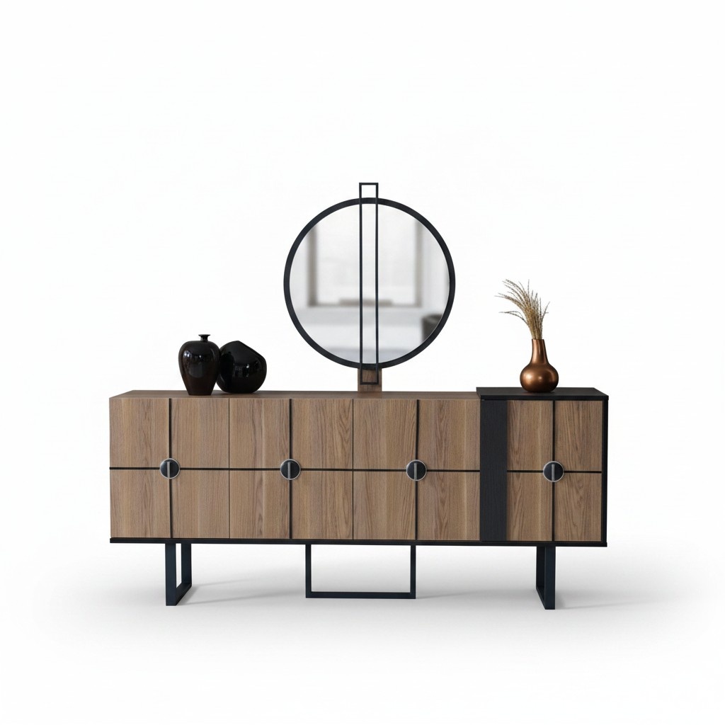 Sideboard Anrichte mit Spiegel Luxus Garnitur Kommode Kommoden 193cm