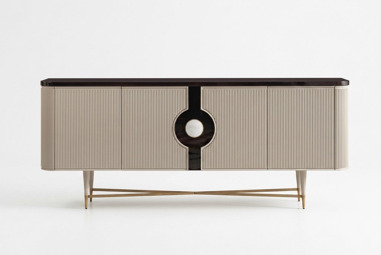 Sideboard Anrichte Schrank Kommode Holz Holzschrank Beige Luxus Design