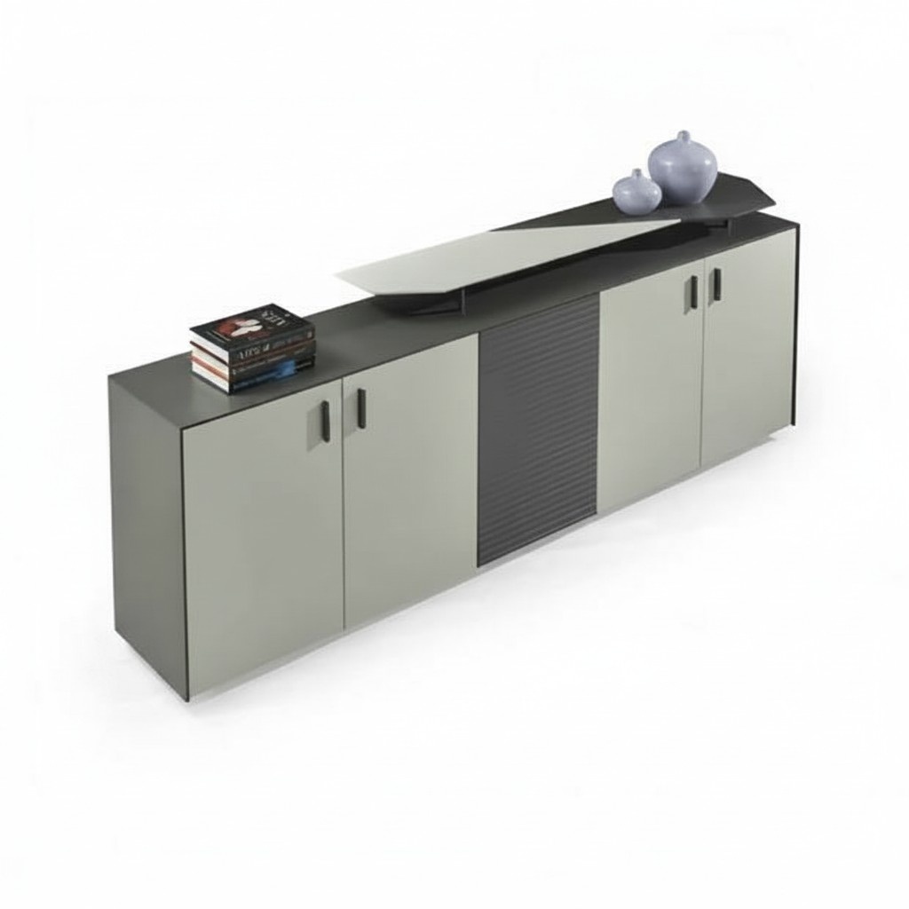 Sideboard Beistellschrank Schrank Kommode Beige Grau Holz Büromöbel