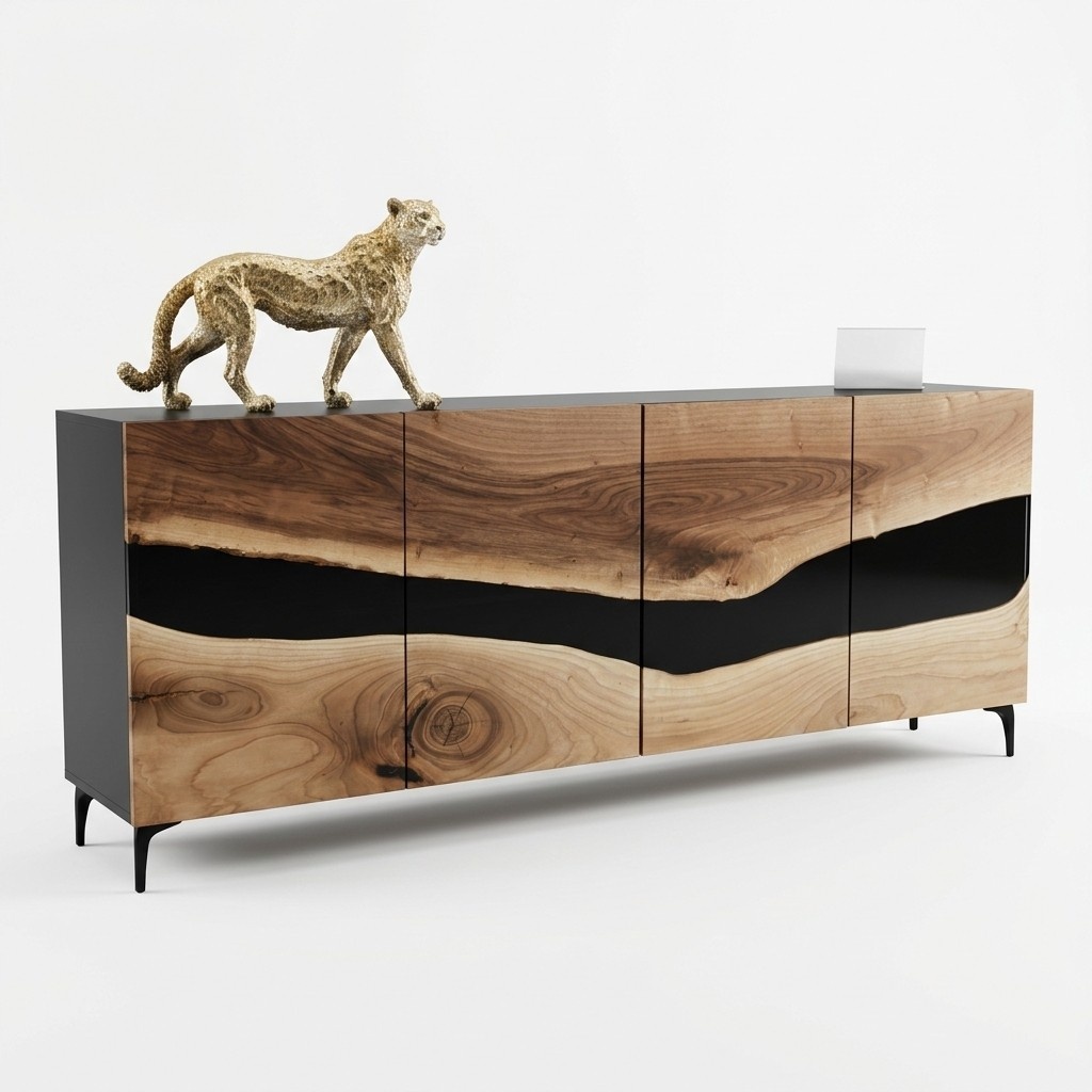 Sideboard Kommode Epoxidharz Braun Wohnzimmer Holz Kommoden Anrichte