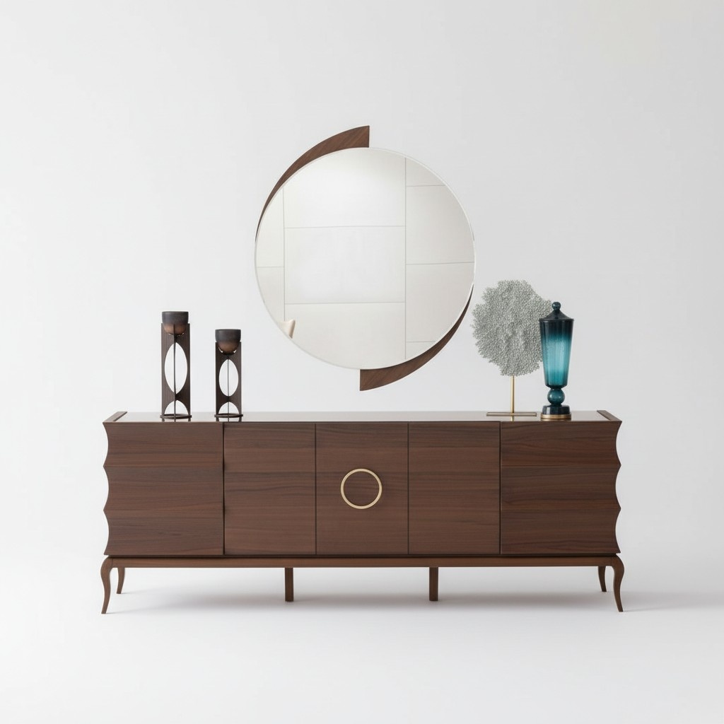 Sideboard Konsole Anrichte Verspiegelt Wohnzimmerschrank mit Spiegel