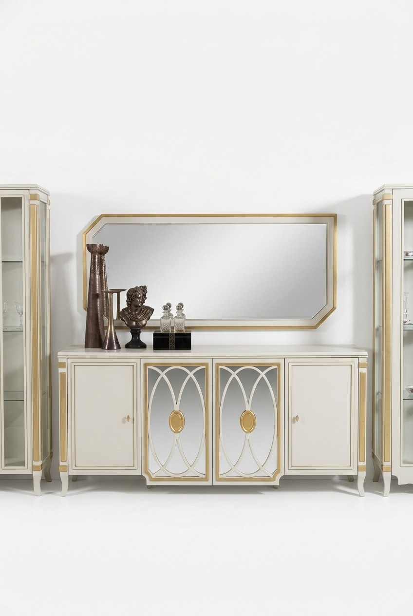 Sideboard Luxus Holz Anrichte Schränke Wohnzimmer Glasschrank Neu