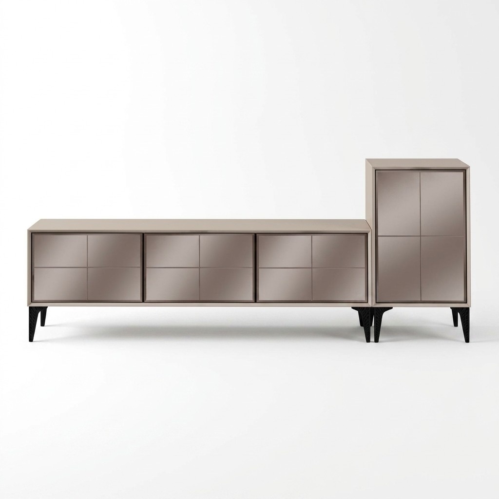 Sideboard TV Ständer RTV Lowboard Weiß Holz Tisch Möbel Wohnzimmer