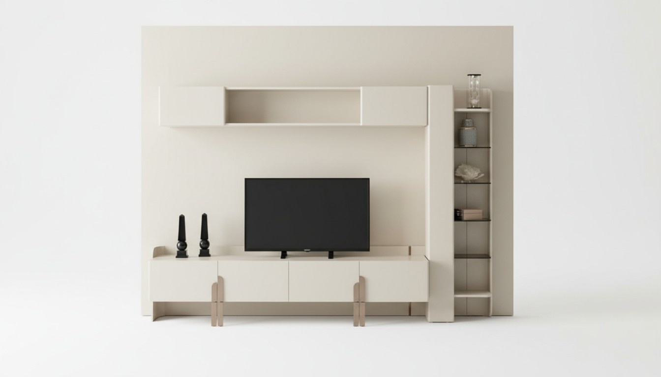 Sideboard Wandregal Bücherregal Wandschrank Wohnwand Beige Wohnzimmer