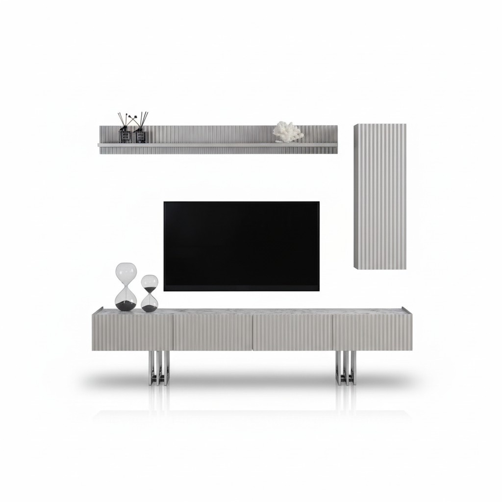 Sideboard Wandschrank Wohnwand TV Lowboard Wandregal Schrank Marmoroptik