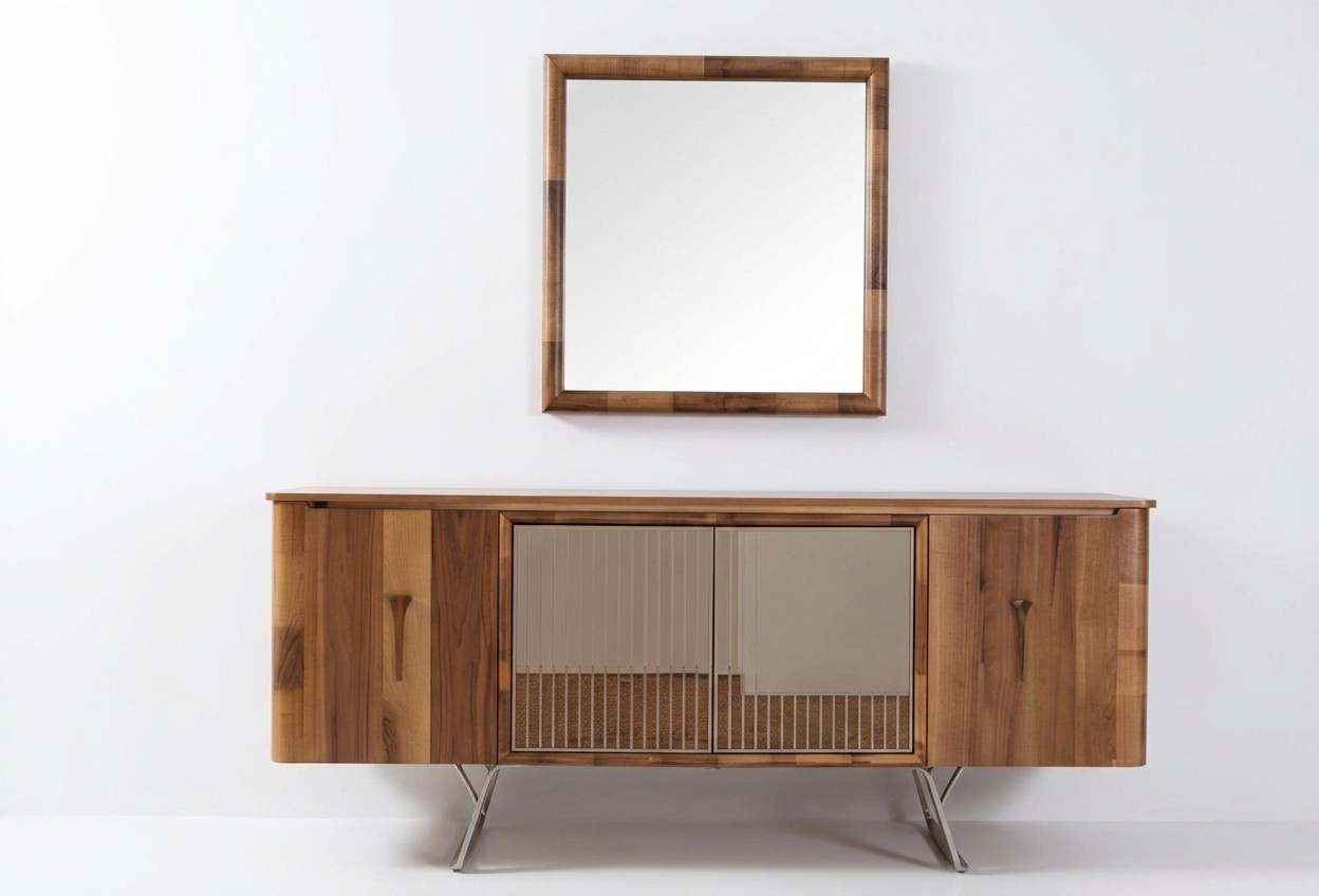 Sideboards Holz Schrank Möbel Kommoden Braun Neu Sideboard mit Spiegel Anrichte