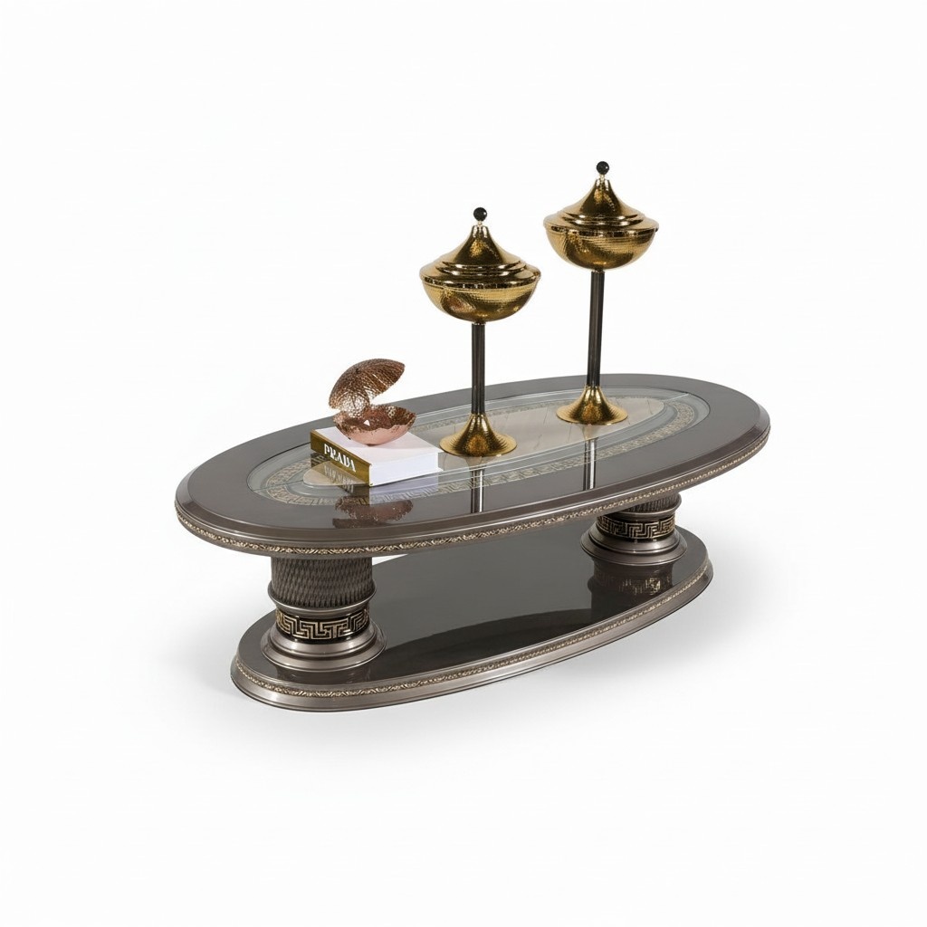 Silberner moderner Couchtisch aus Holz