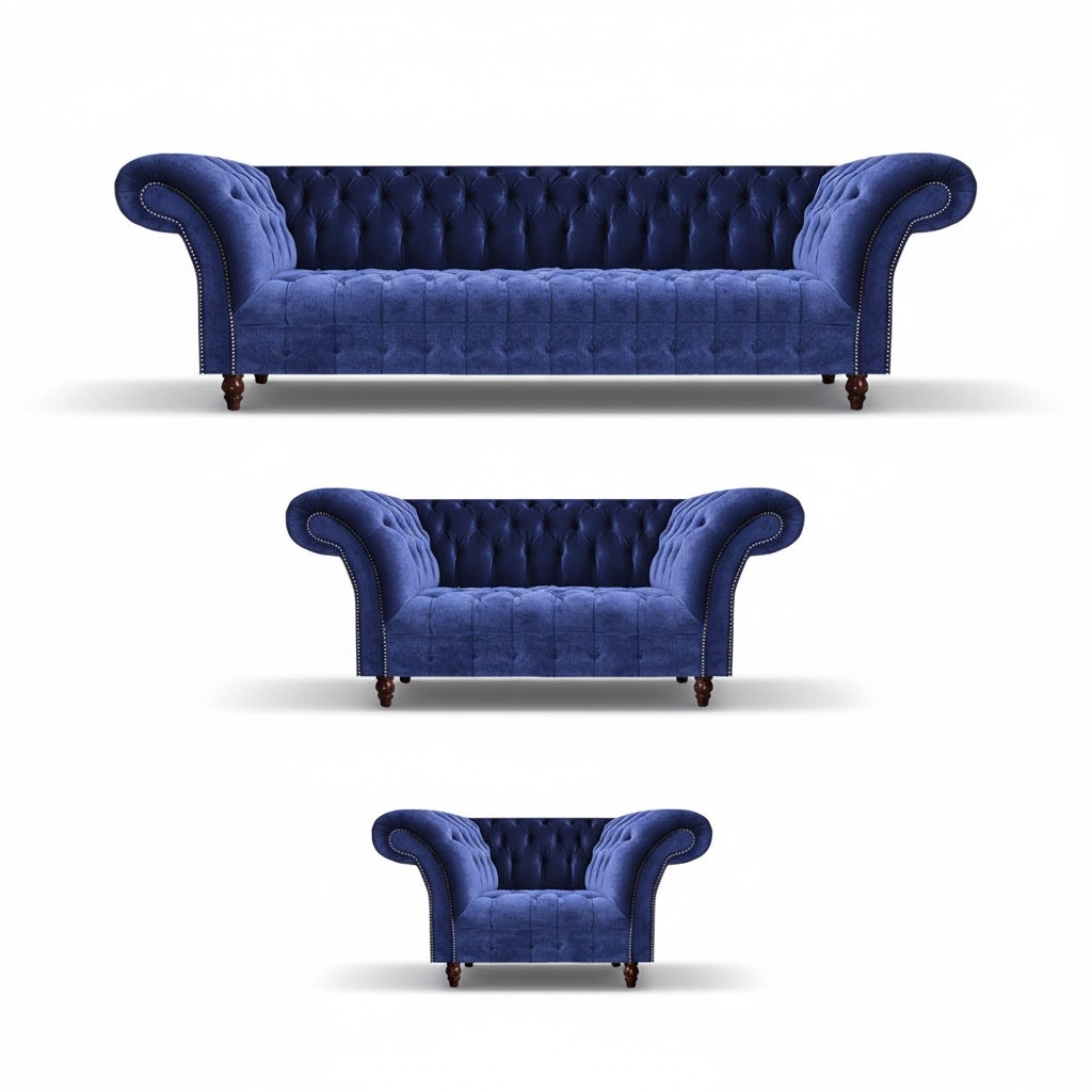 Sitzgruppe Möbel Polstermöbel Sofagarnitur 4+2+1 Sitzer Chesterfield Möbel