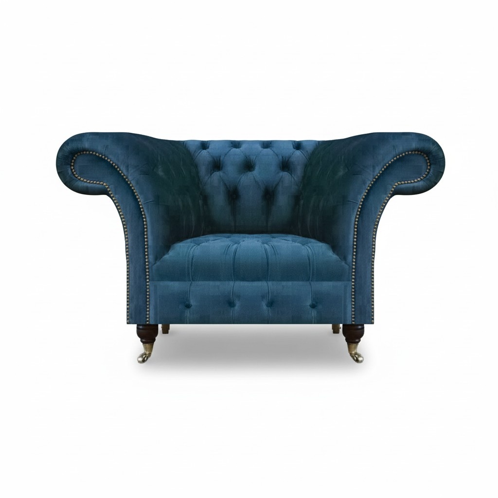Sitzmöbel Neu Sessel Blau Textil Chesterfield Polster Möbel Chesterfield