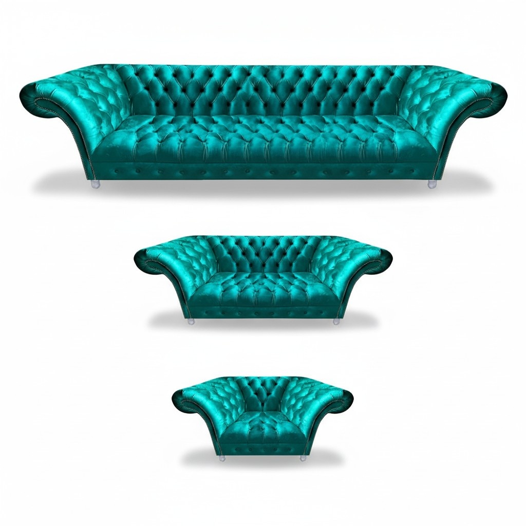 Sitzmöbel Sofa Set 3tlg Wohnzimmer Garnitur Chesterfield Textil Einrichtung