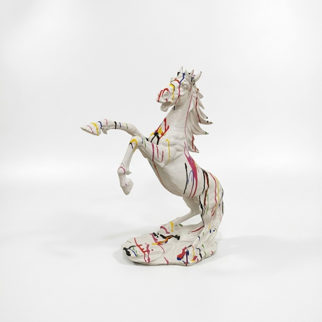 Skulptur Pferde aus Kunststoff auf einem Ständer Skulpturen Statuen 92cm