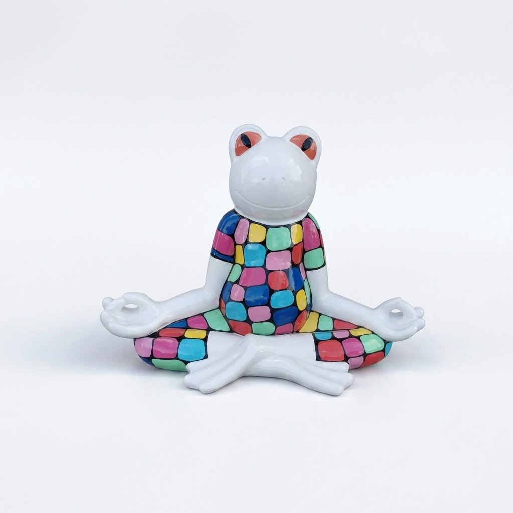 Skulpturen Frosch Yoga aus Kunststoff, Höhe 55cm