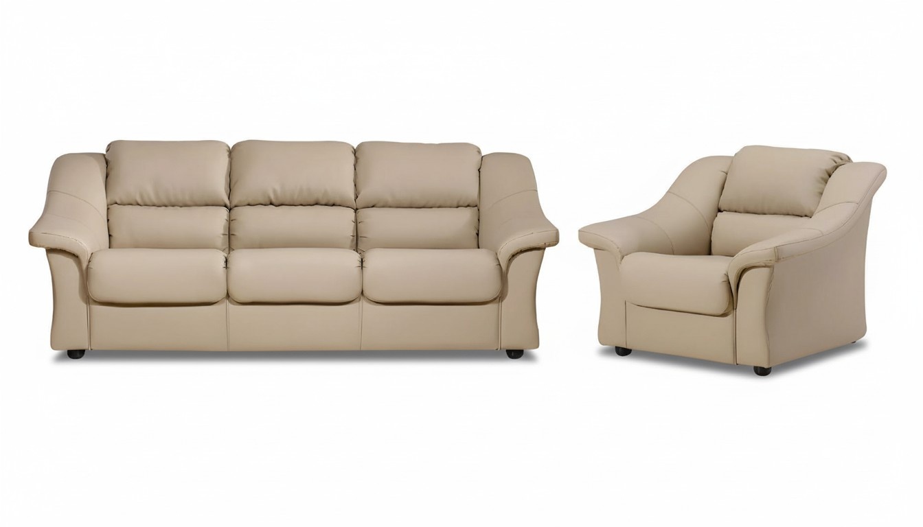 Sofa 2+1 Büromöbel Sessel Couch Polster Garnitur Leder designer Couchen