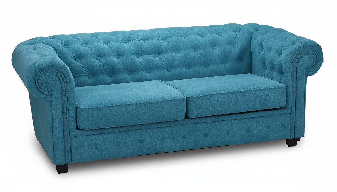 Sofa 2er-Sofa Design Polsterung Turkis Textil Stoff Sitzkomfort Sofas Neu