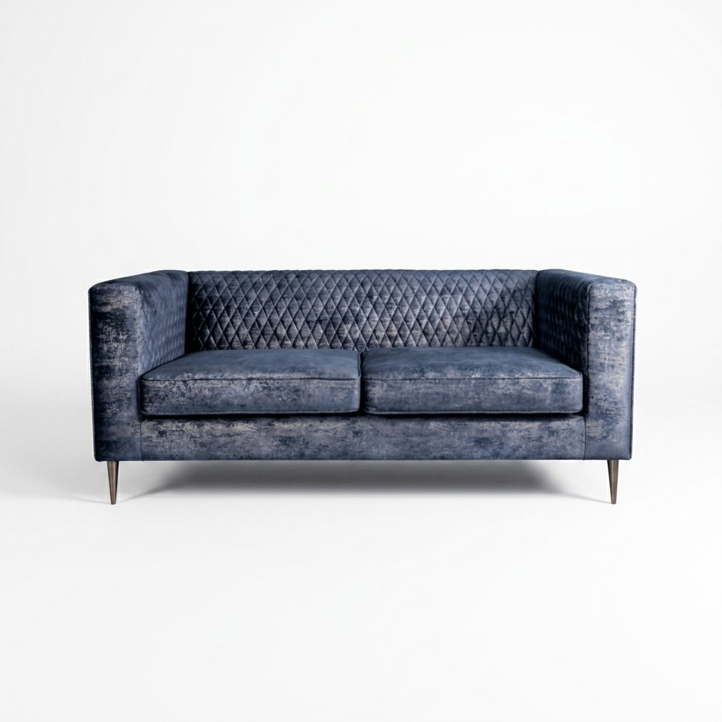 Sofa 2 Sitzer Blau Elegantes Modern Luxus Design Holz Möbel Polster Stoff Neu