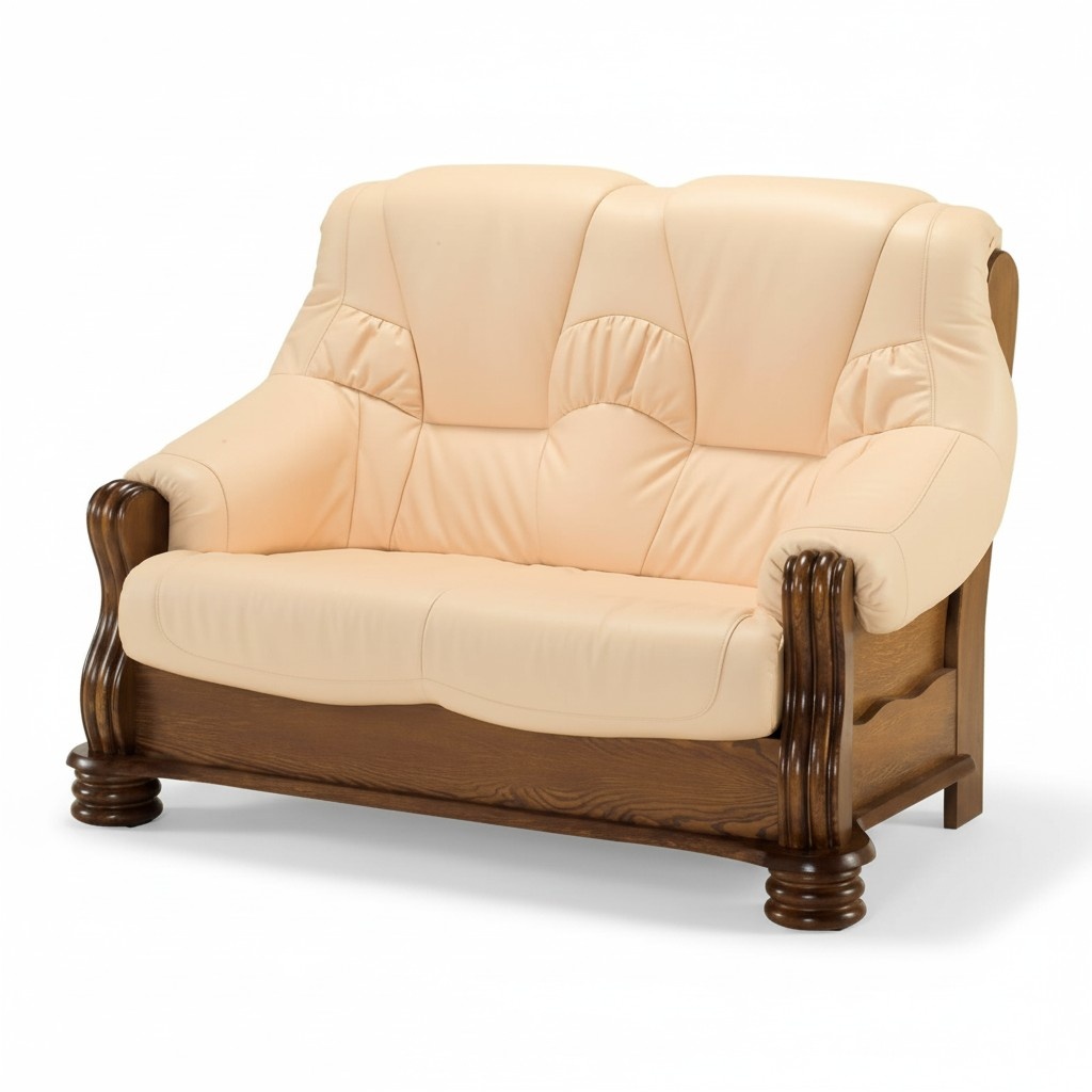 Sofa 2 Sitzer Couch Sofas Couchen Wohnzimmer Holz Leder Zweisitzer Möbel Neu