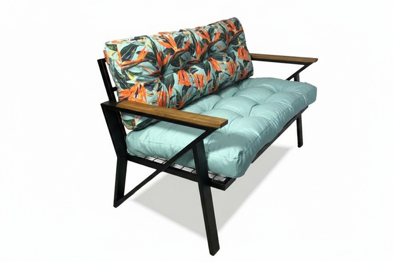 Sofa 2 Sitzer Gartensofa Kleines Sofa Mini Couch Metall Blumenmuster