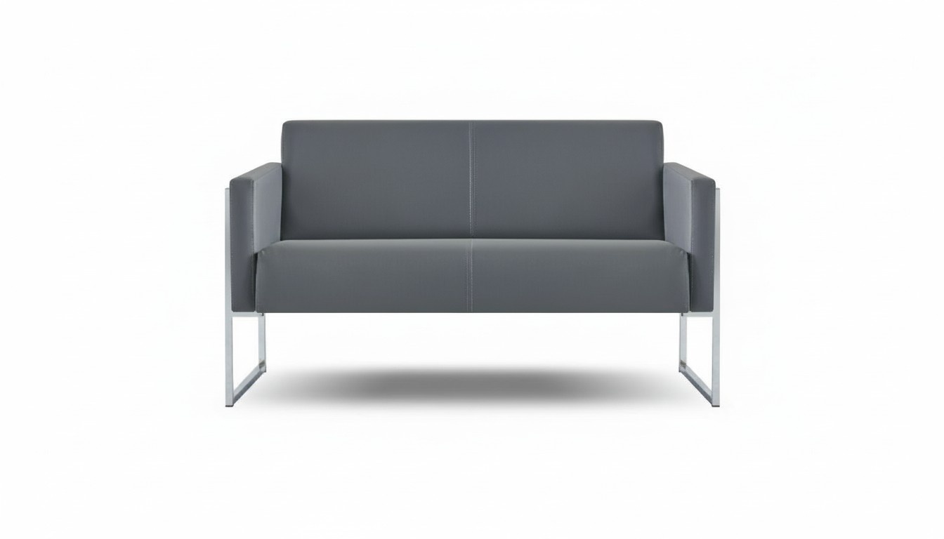 Sofa 2-Sitzer Grau Arbeitszimmer Einfarbig Wohnzimmer Modern Design Stil