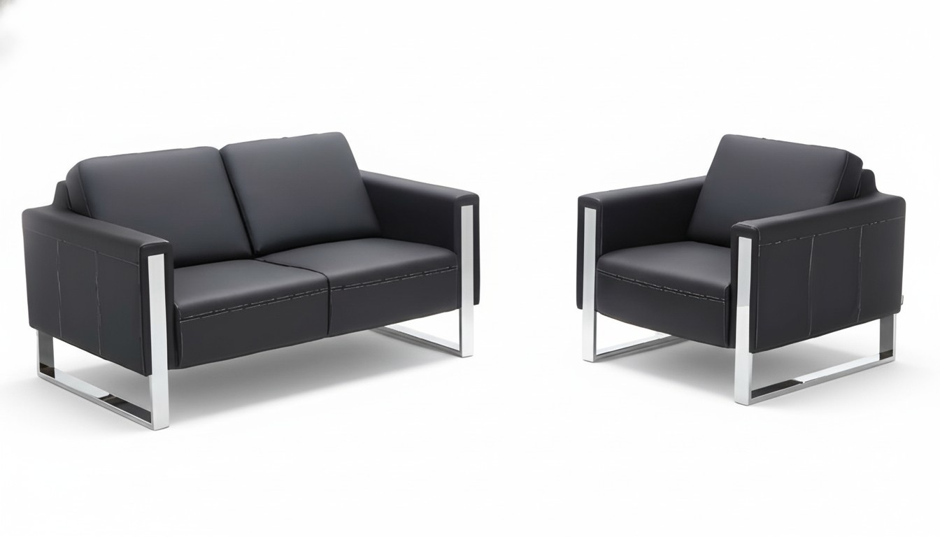 Sofa 2 Sitzer Ledersofa Couch Polster Designer Büro Office Bank Couchen Sofa