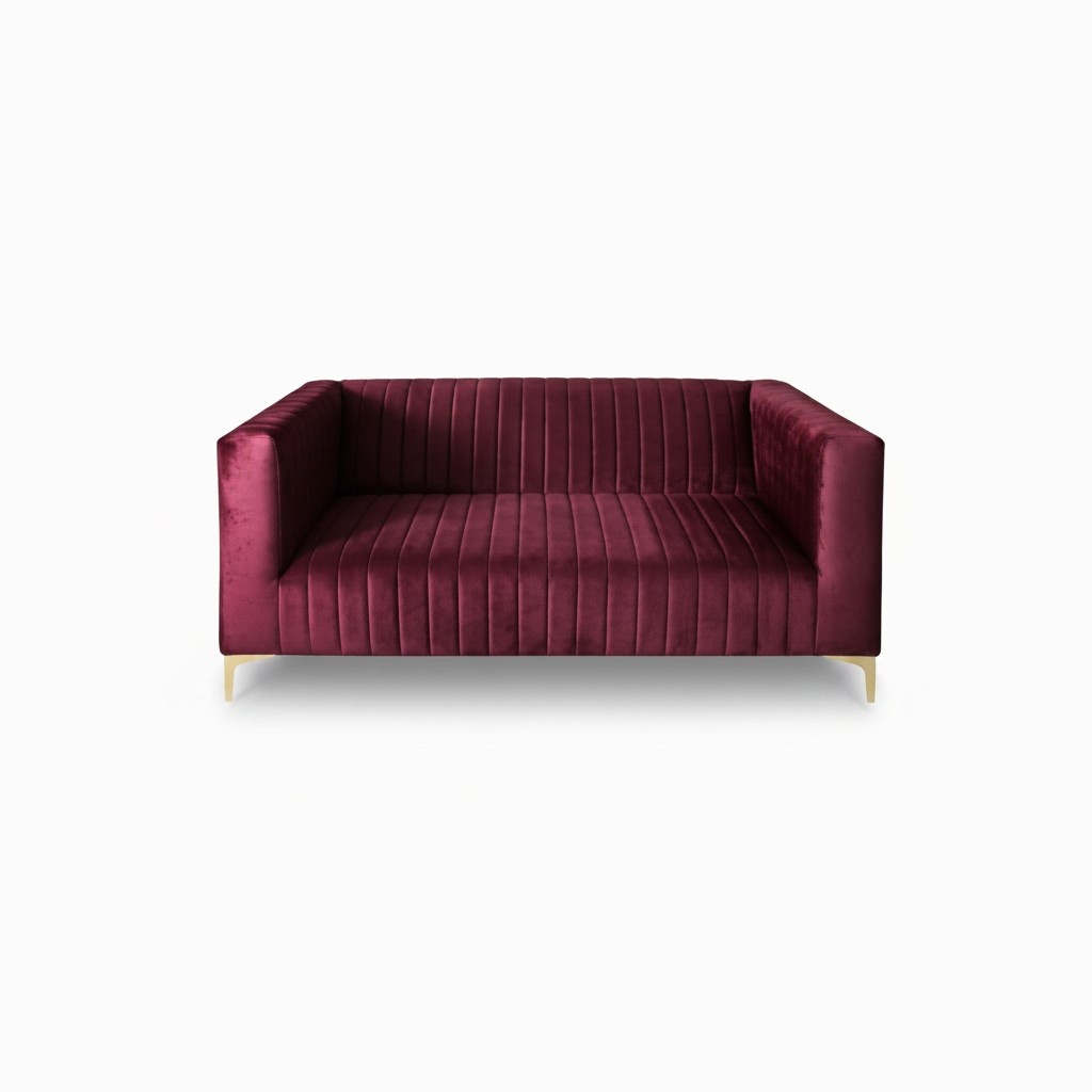 Sofa 2 Sitzer Lila Elegantes Wohnzimmer Modern Holz Möbel Polster Stoff Neu