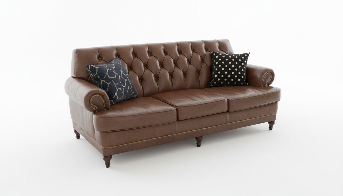 Sofa 3 Sitzer 100% Kunstleder Antik Stil Leder Couch Polster Sofas Sessel A28