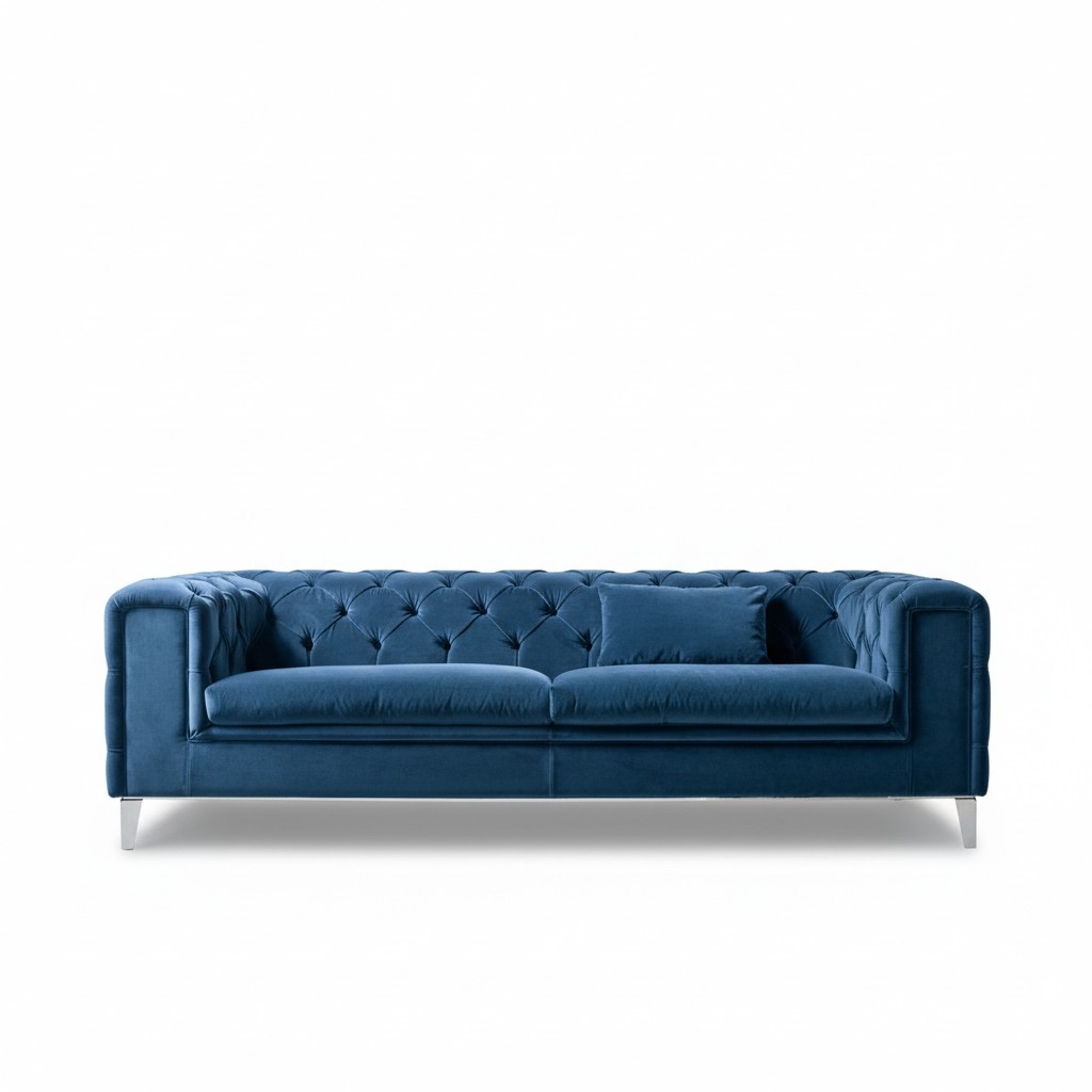 Sofa 3 Sitzer Blau Luxus Textil Wohnzimmer Design Italienischer Möbel PRIANERA