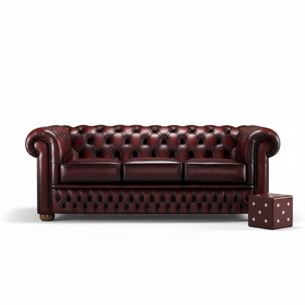 Sofa 3 Sitzer Bordaux Ledersofa Couchen Couch Chesterfield Garnitur Leder
