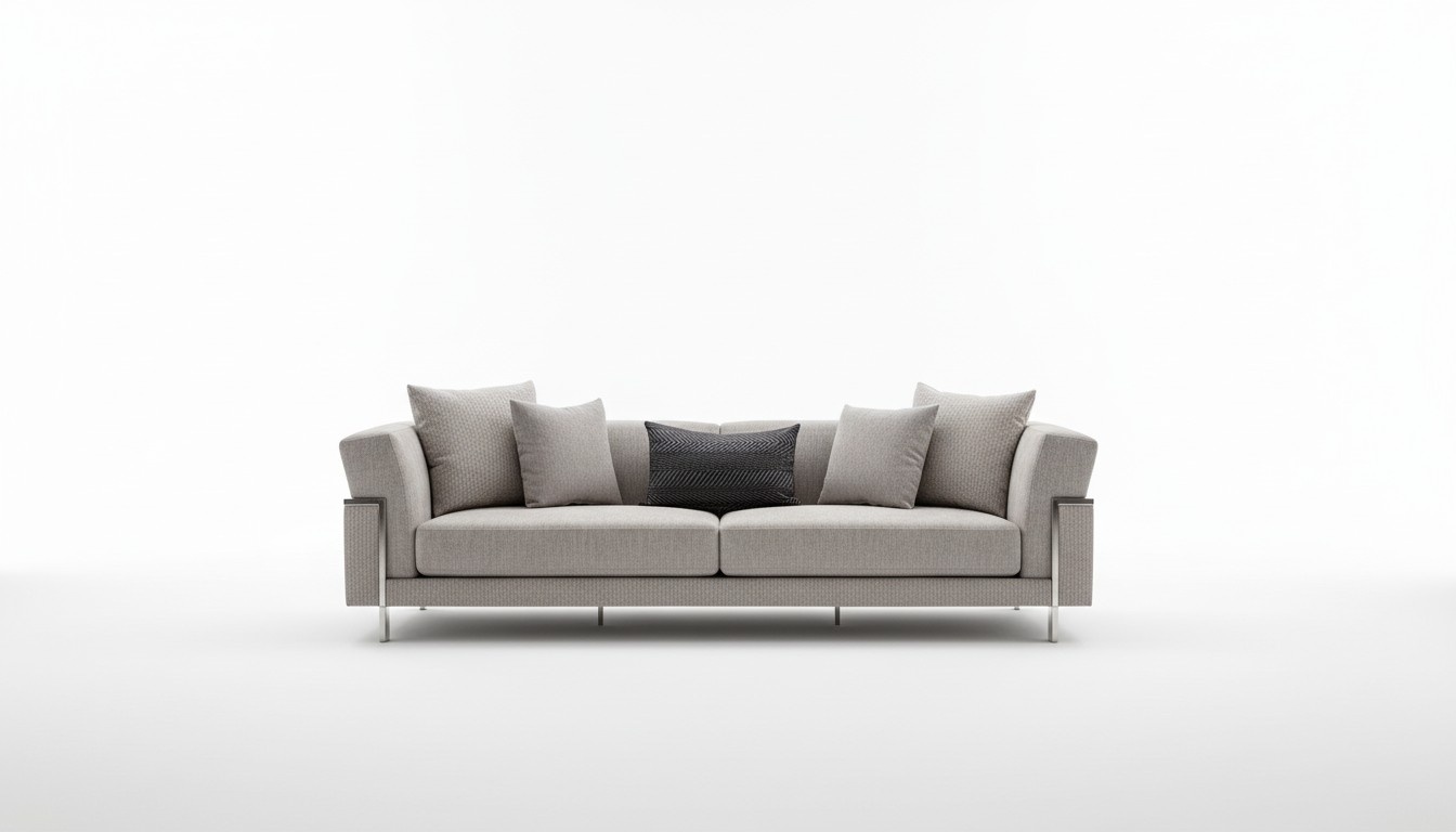 Sofa 3 Sitzer Couch Polster Sofas Wohnzimmer Stoff Grau Wohnlandschaft