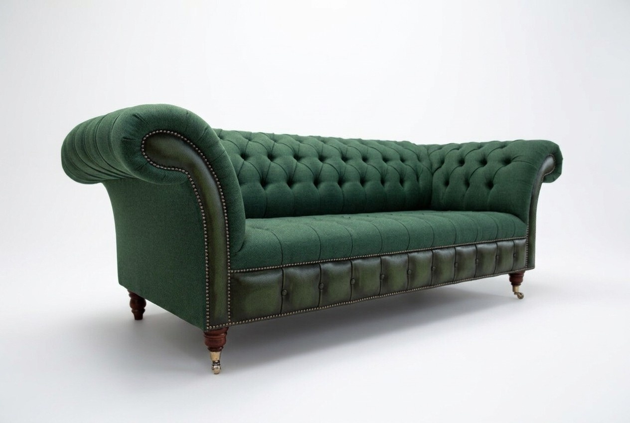 Sofa 3 Sitzer Design Sofas Polster Couchen Leder Relax Moderne Dreisitzer Grün