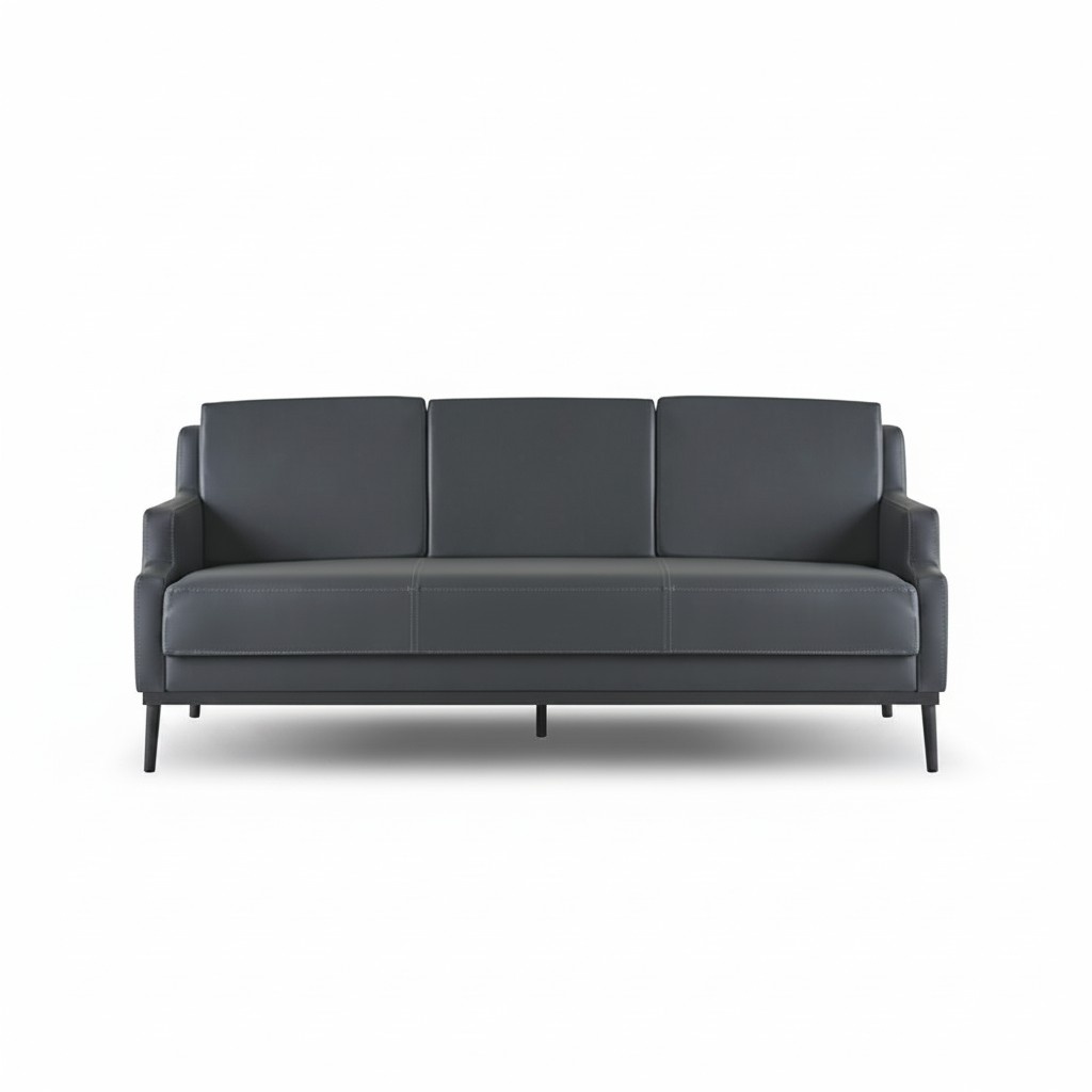 Sofa 3-Sitzer Dunkelgrau Einfarbig Modern Design Stil Arbeitszimmer