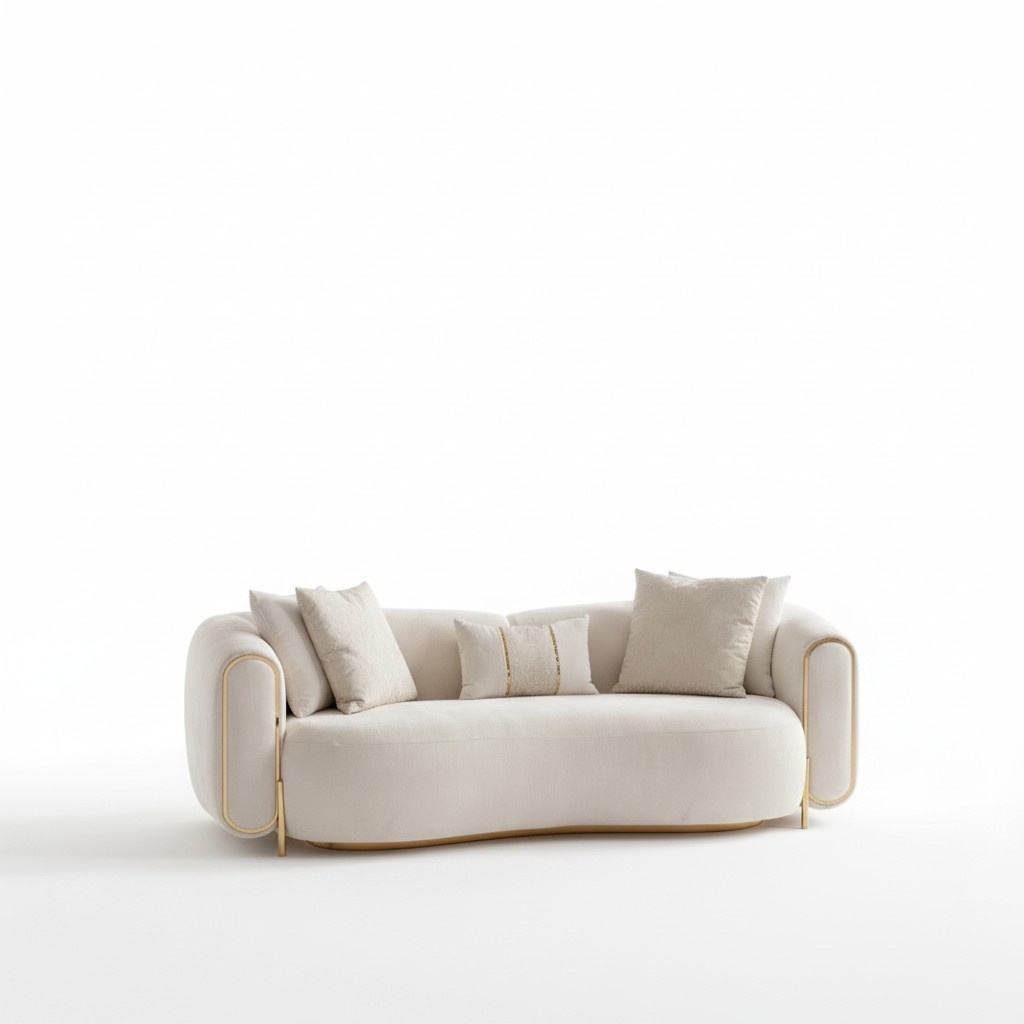 Sofa 3 Sitzer Luxus Beige Wohnzimmer Polster Sofas Design Textil neu Modern