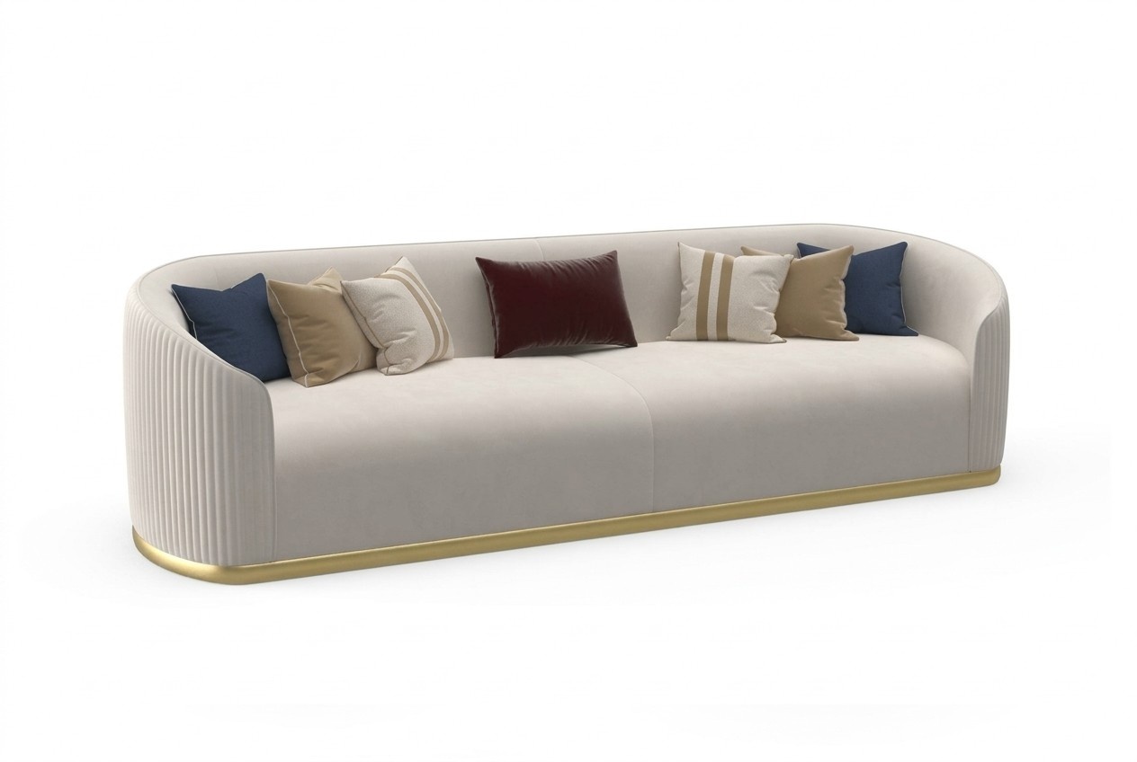 Sofa 3 Sitzer Polster Couch Modern Stil LuxusTextil weiß Sofa