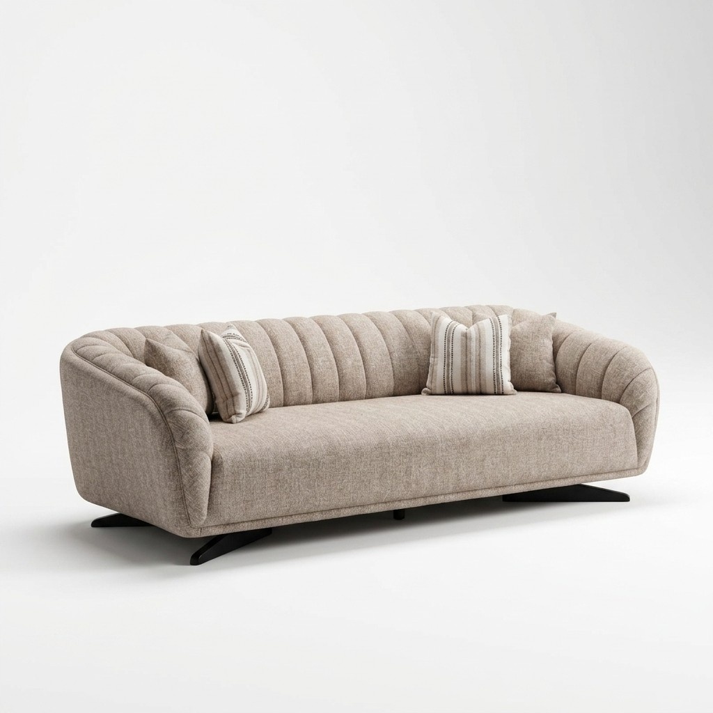 Sofa 3 Sitzer Polstersofa Grau Textil Sitz Design Couch Modern Neu