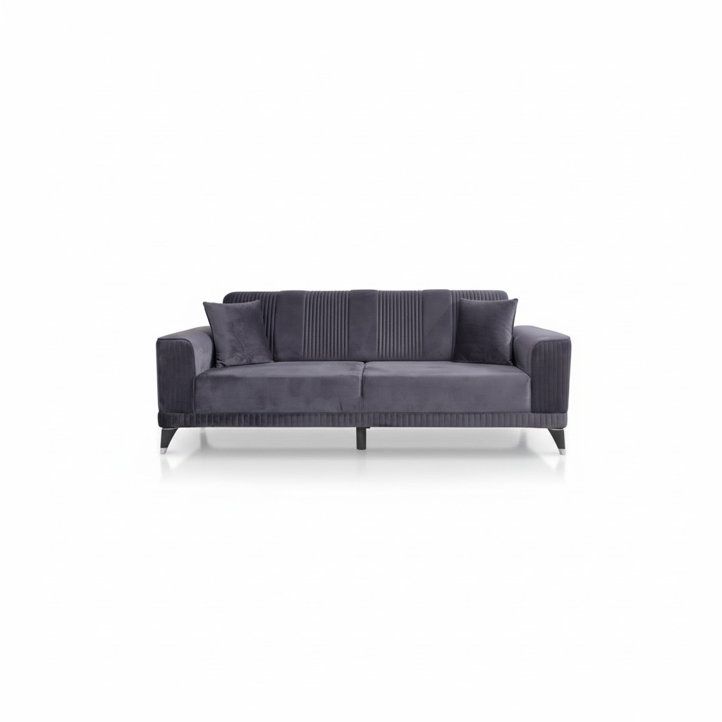 Sofa 3-Sitzer Schwarz Einfarbig Modern Design Stil Stoff Couchen Sofa Neu