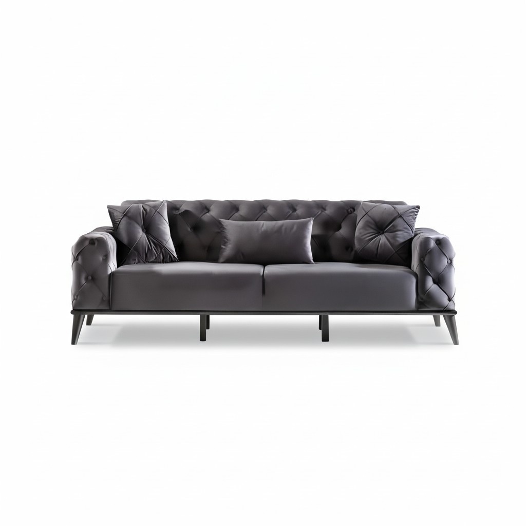 Sofa 3-Sitzer Schwarz Wohnzimmer Moderne Couchen Sofas Polster 225cm