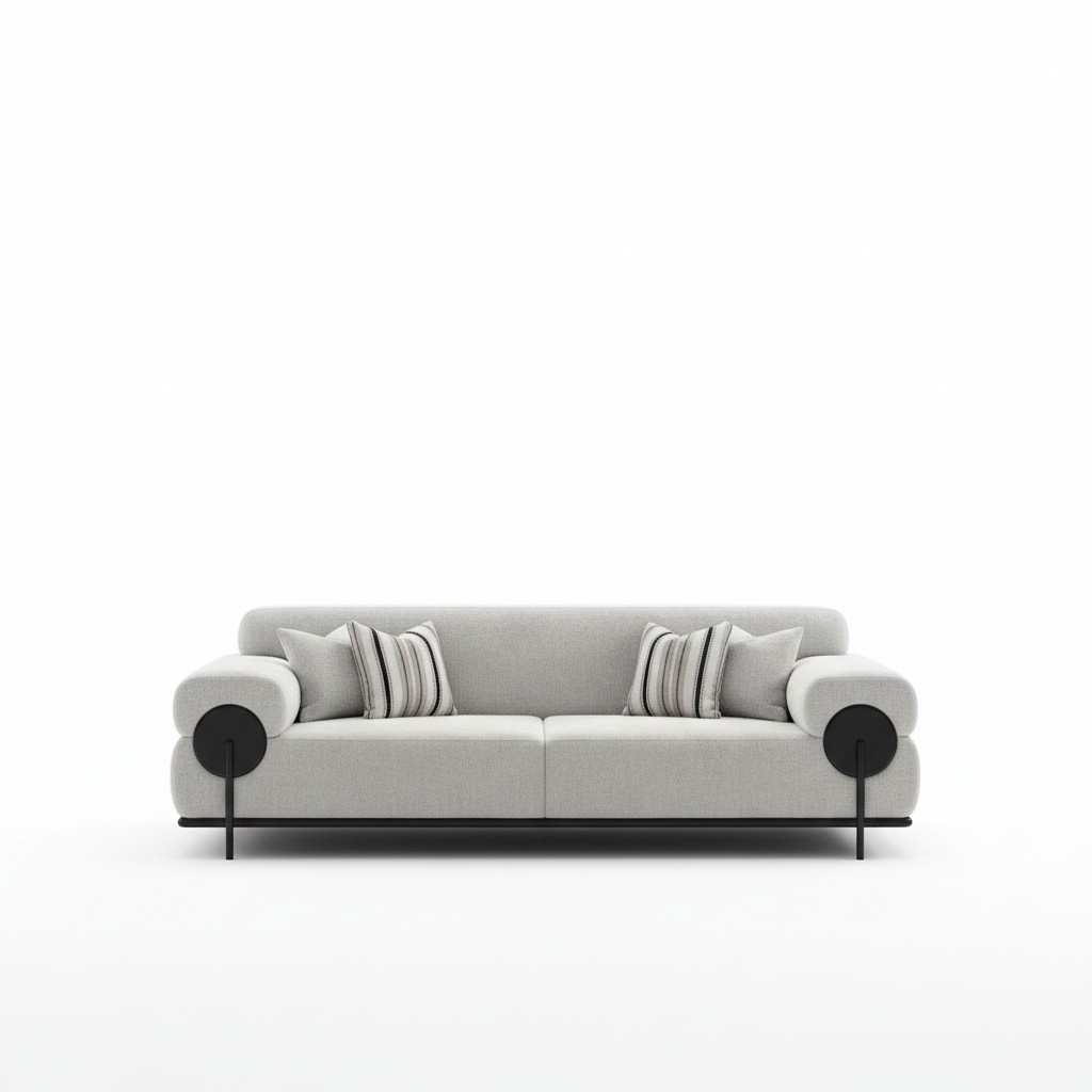 Sofa 3 Sitzer Sofas Stoff Dreisitzer Sitz Polster Design Wohnzimmer Modern Grau