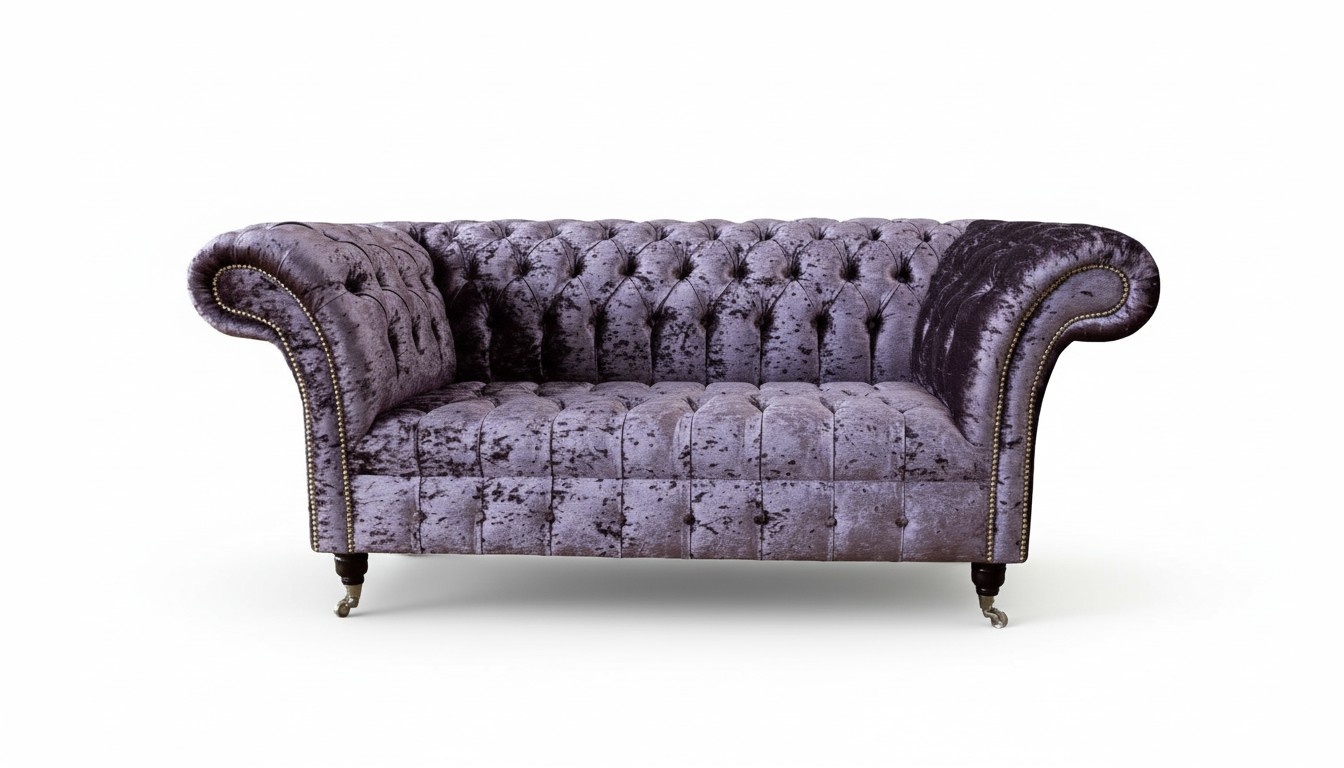 Sofa 2 Sitzer Sofas Stoff Dreisitzer Polster Luxus Chesterfield Lila