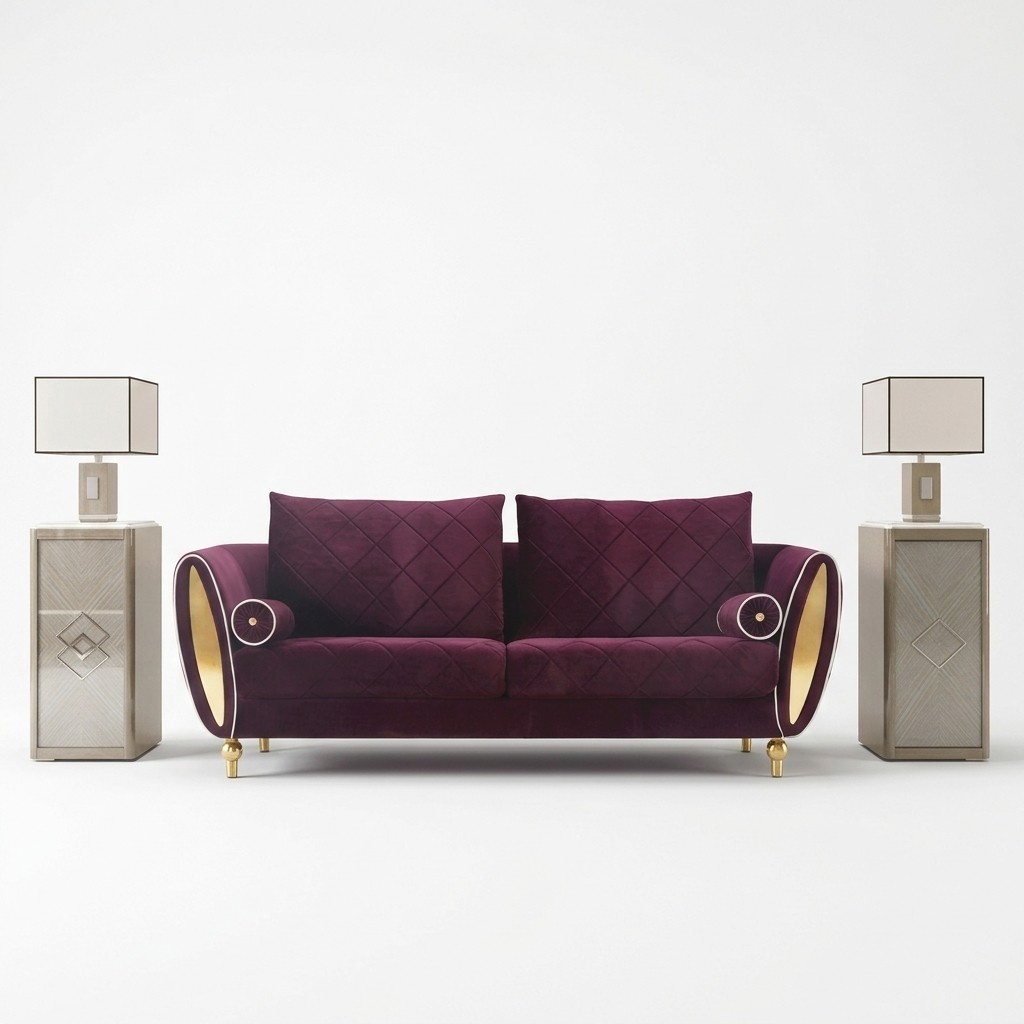 Sofa 3 Sitzer Sofas Couch Polster Garnitur Metall Design Moderne Couchen Samt