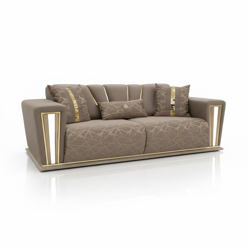 Sofa 3 Sitzer Textil Holz Modern Sofa Polster Couch Sofas Design Luxus Sofa