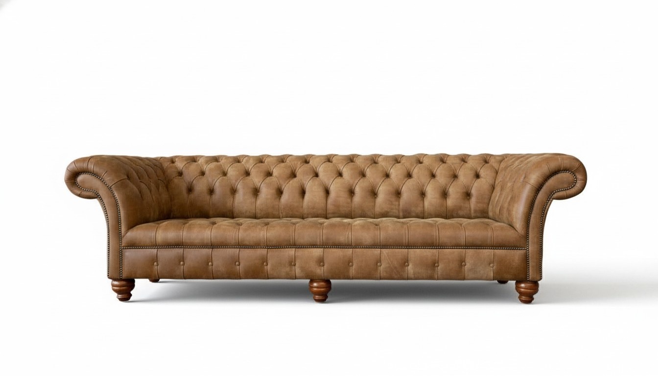 Sofa 4 Sitzer Chesterfield Polster Wohnzimmer Design Luxus Holz