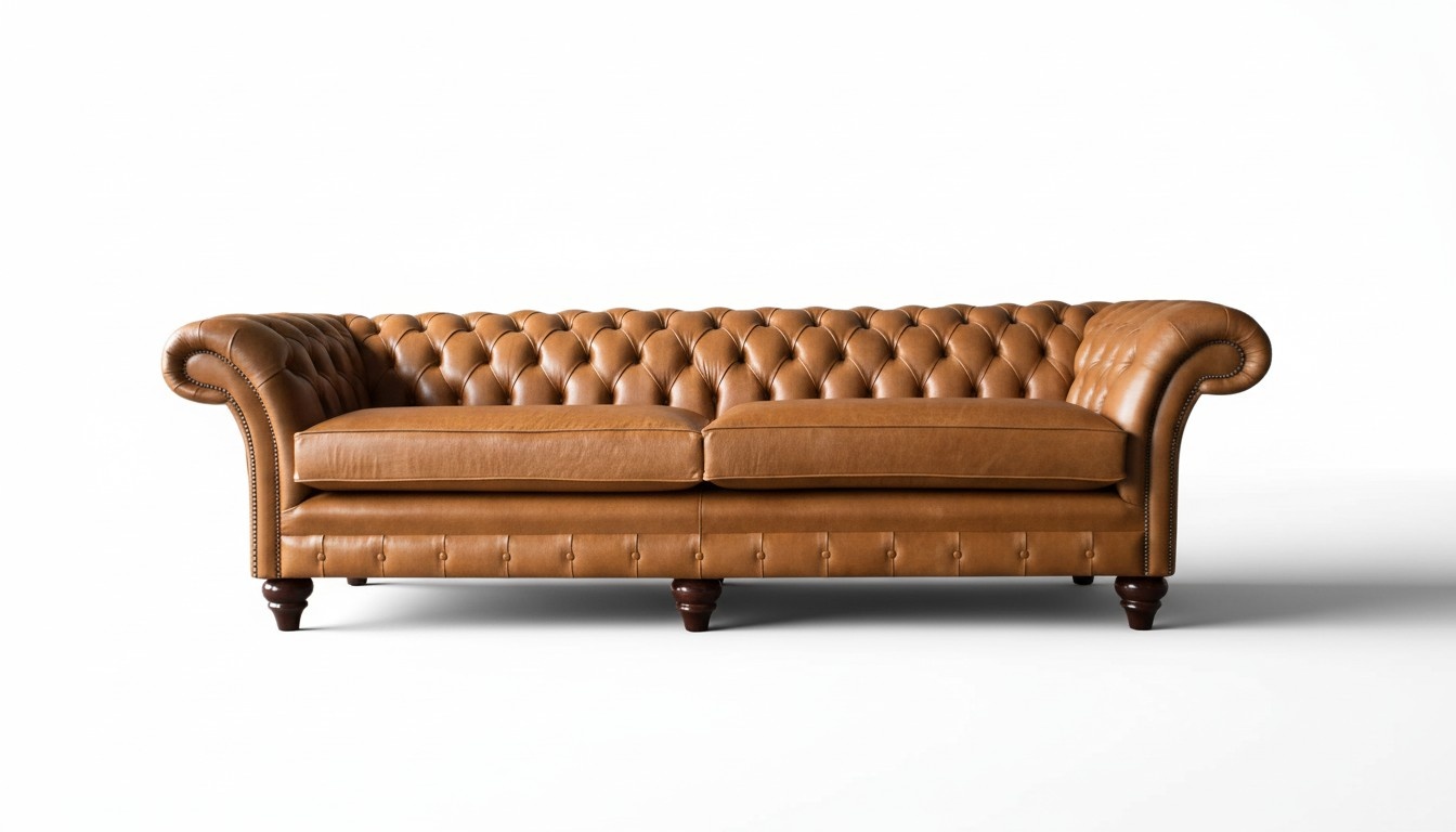 Sofa 4 Sitzer Couch Polster Chesterfield Sofa Sitz Leder Design Braun Möbel