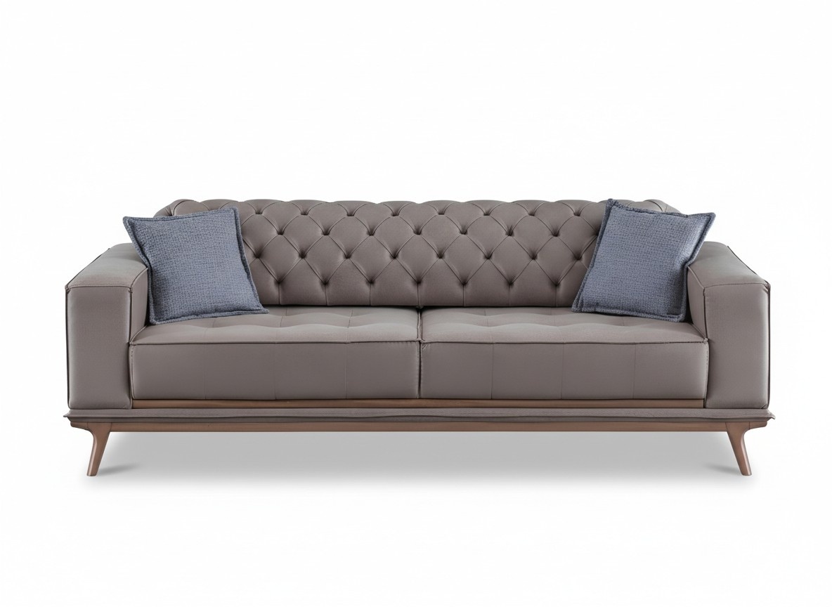 Sofa 4 Sitzer Design Sofas Polster Grau Textil Relax Sitz Möbel Modern