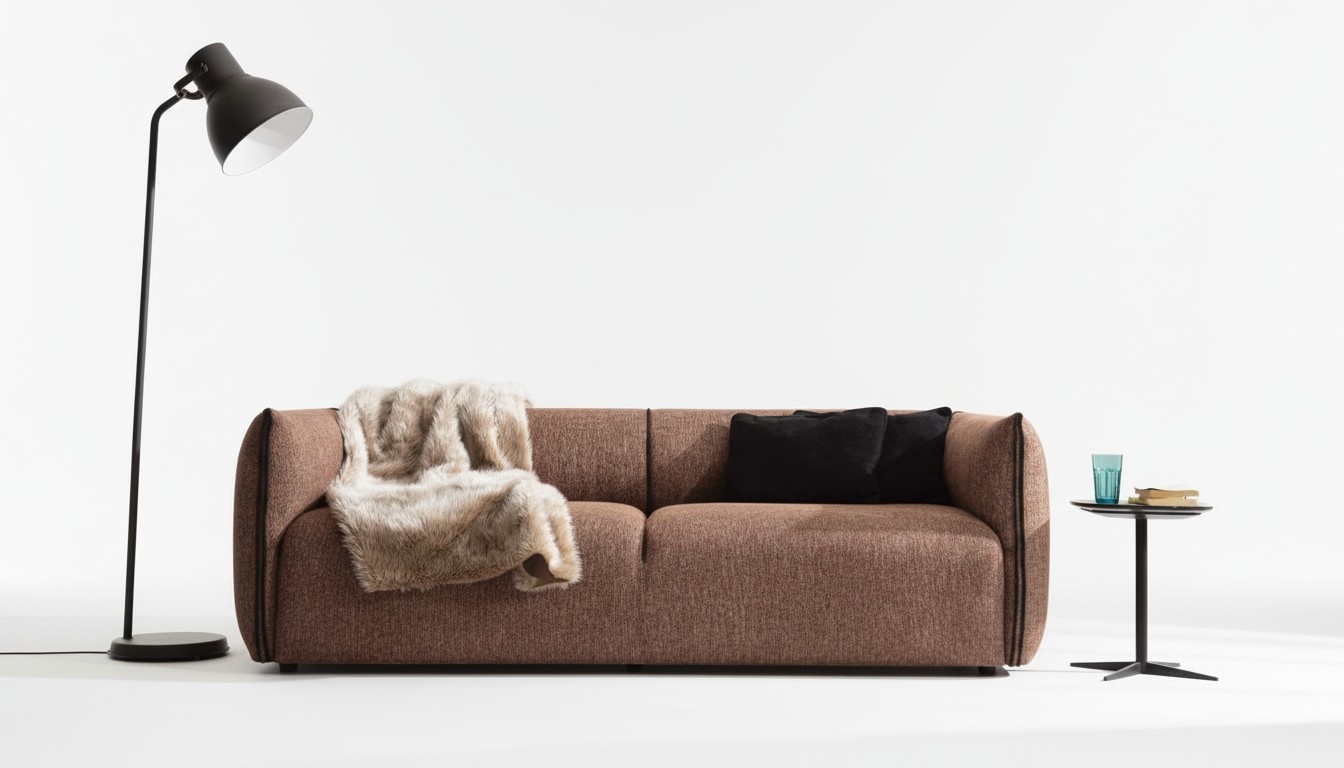 Sofa 4-Sitzer Polster Couch Textil Sofas Design Möbel braun neu Luxus