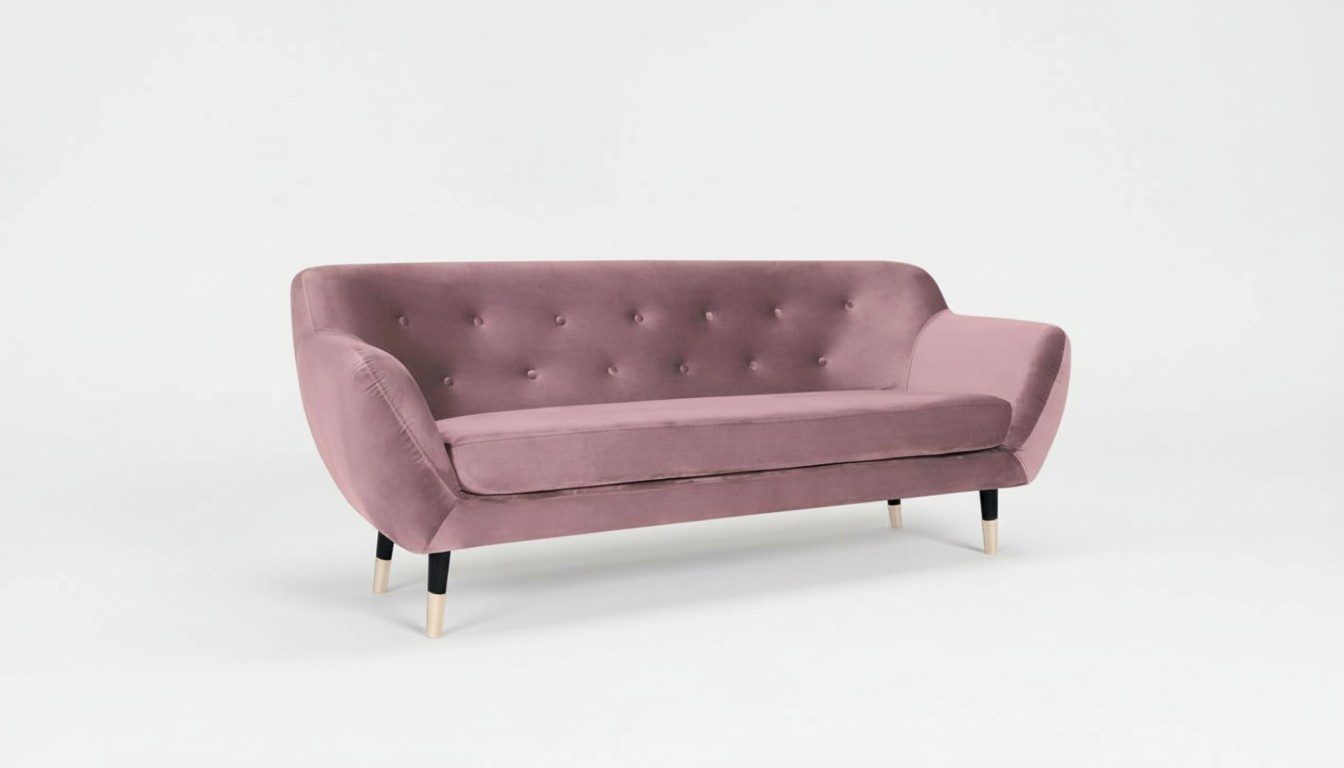 Sofa Altrosa Dreisitzer Rosa Stoff Wohnzimmer Design Couchen Polster Sofas Neu