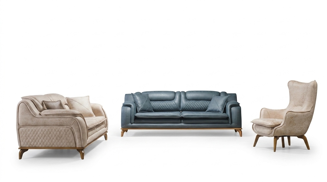Sofa Beige 3 Sitzer Wohnzimmer Klassische Chesterfield Elegantes Stil