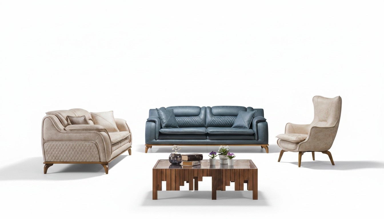 Sofa Blau 3 Sitzer Wohnzimmer Couch Chesterfield Italienischer Stil
