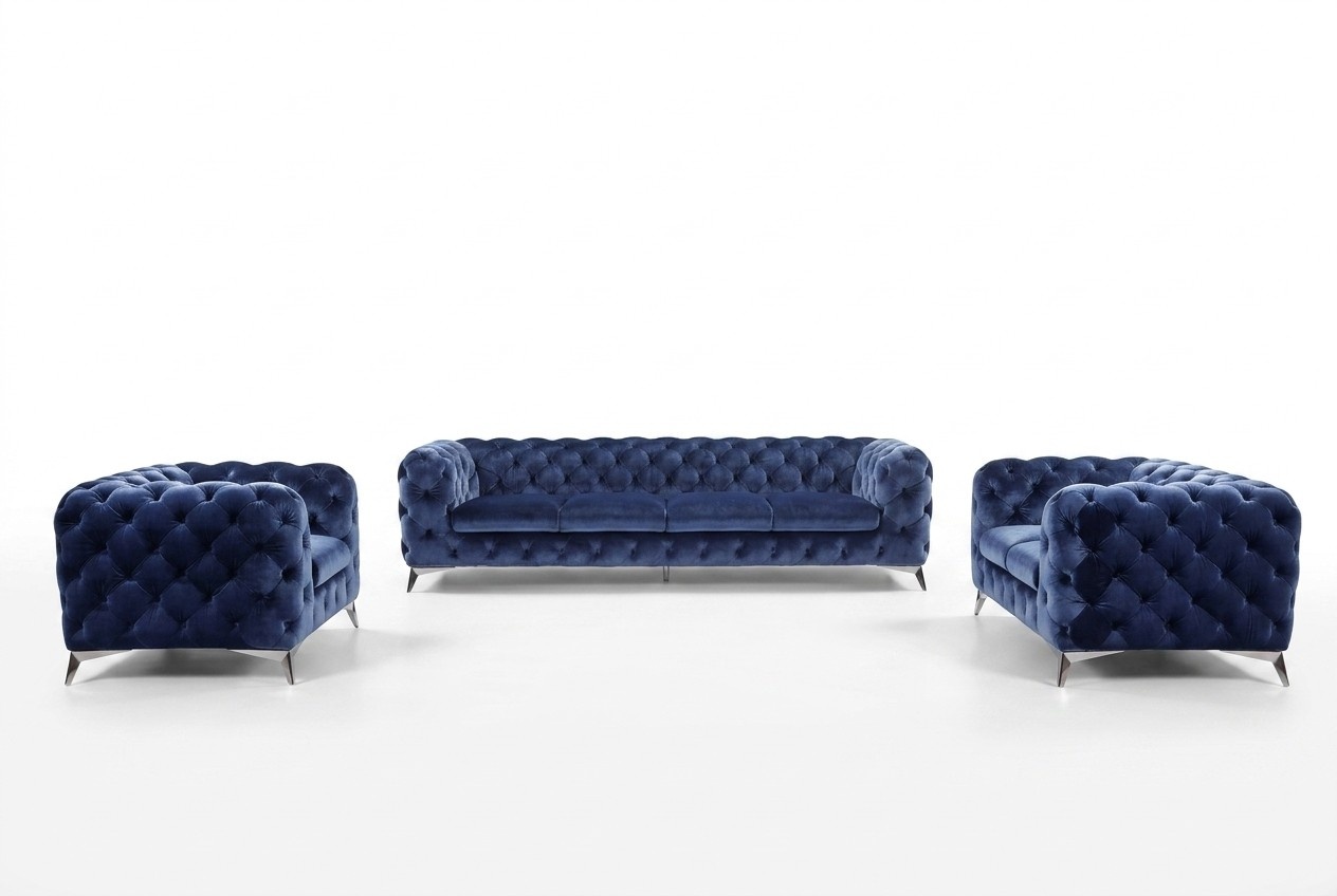Sofa Chesterfield Couch Polster Garnitur Textil 2+2 designer Couchen Neu