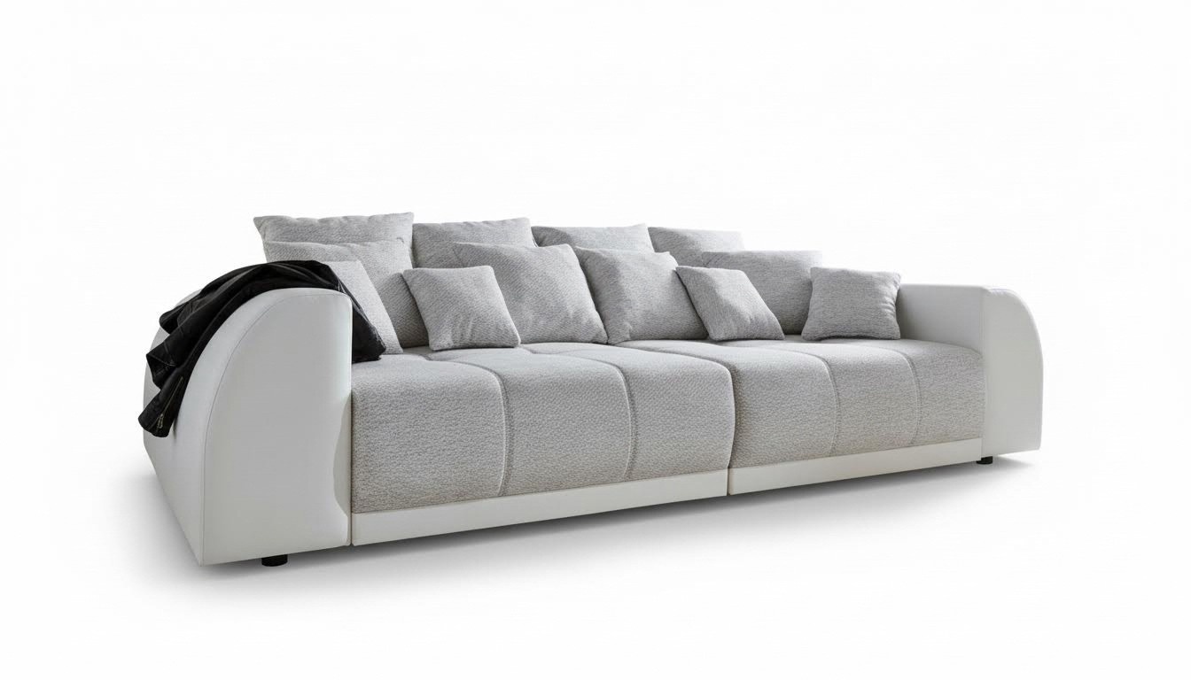 Sofa Couch 310cm Polster Sofas 5 Sitzer Textil big xxl Wohnzimmer Couchen Leder