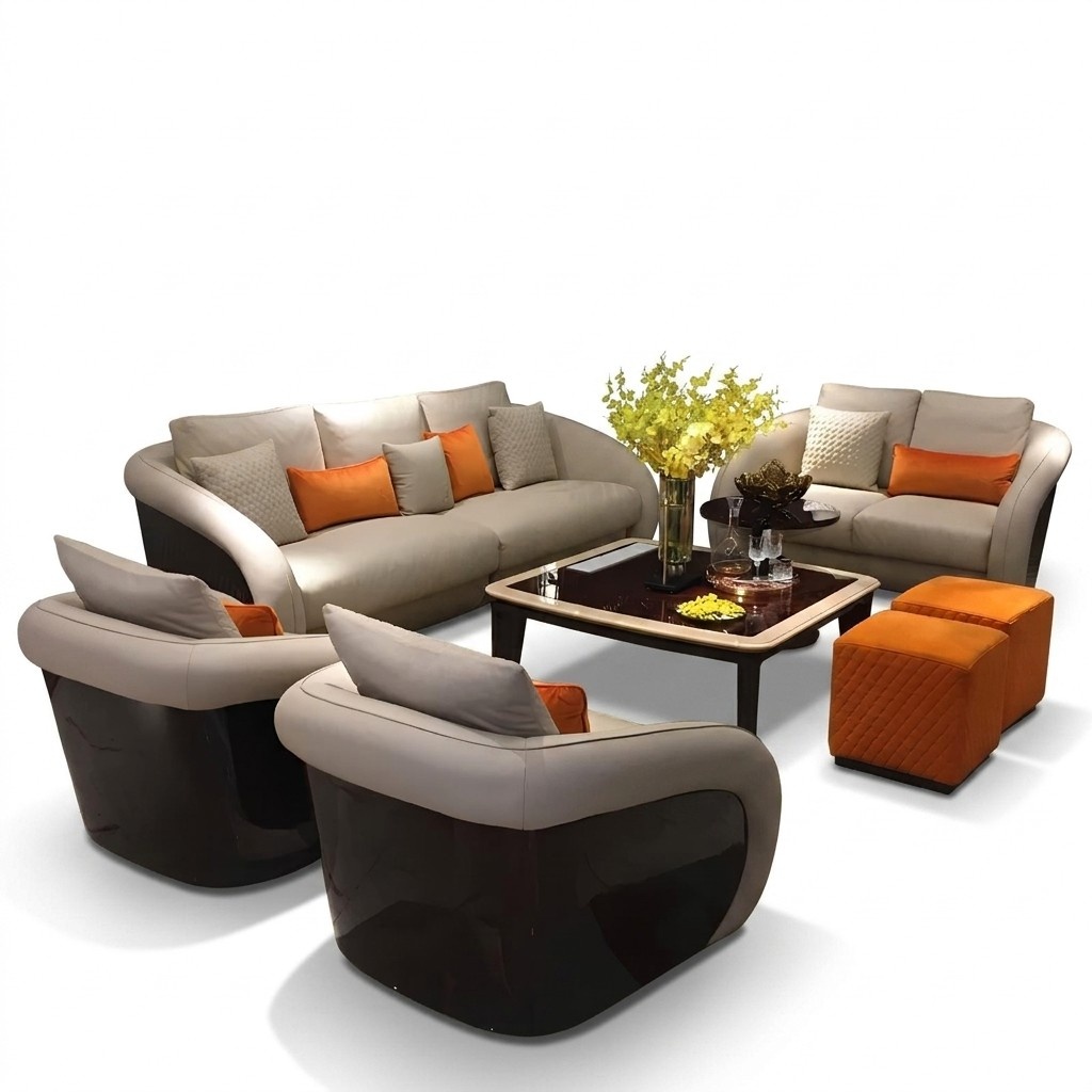 Sofa Couch 4tlg Set Polster Sitz Garnitur Set Leder Sofas Couchen Designer
