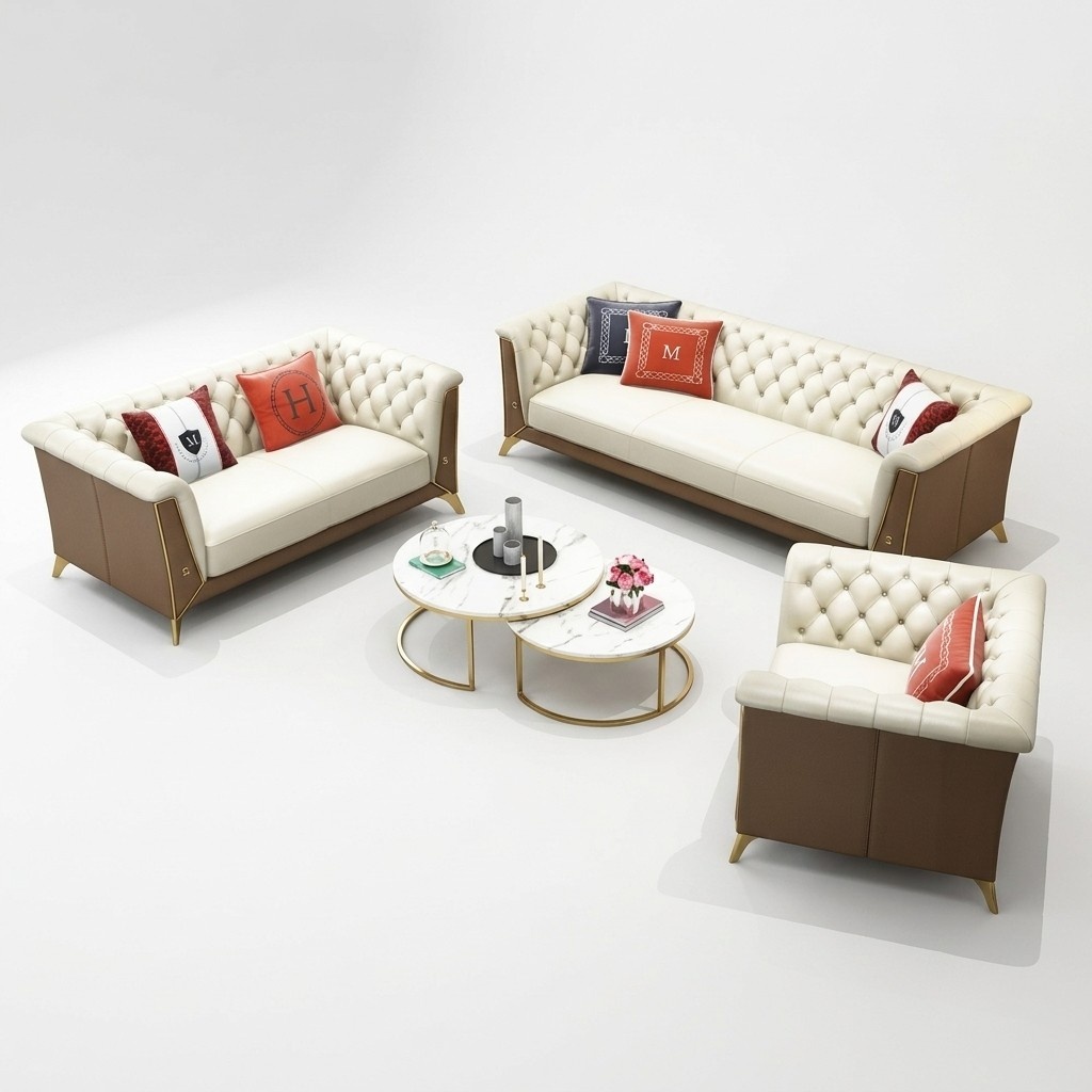 Sofa Couch Garnitur Sitz Polster Komplett Set 3+2+1 Sofas Designer Chesterfield